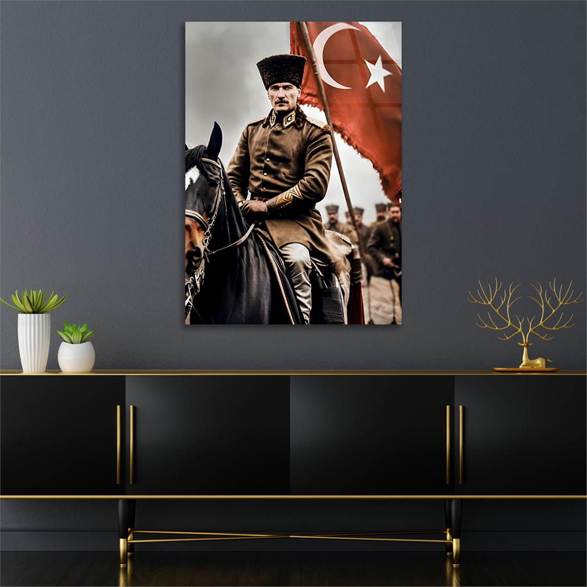 Dikey Vatan Temalı Cam Tablo 298