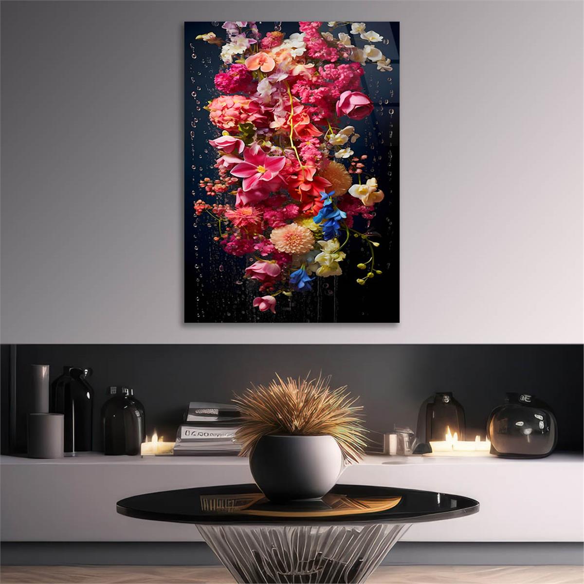 Dikey Sanat Temalı Cam Tablo 590