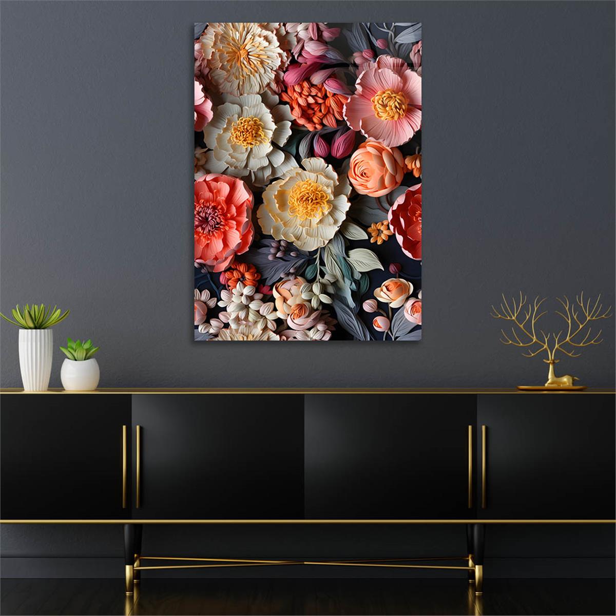 Dikey Sanat Temalı Cam Tablo 364