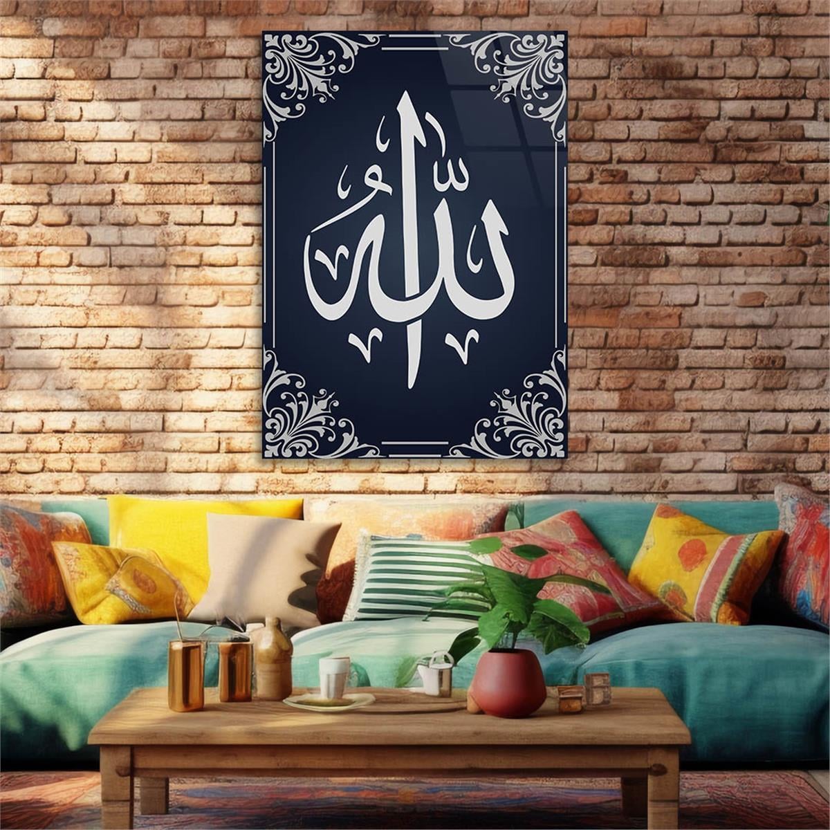 ALLAH C.C YAZILI CAM TABLO 