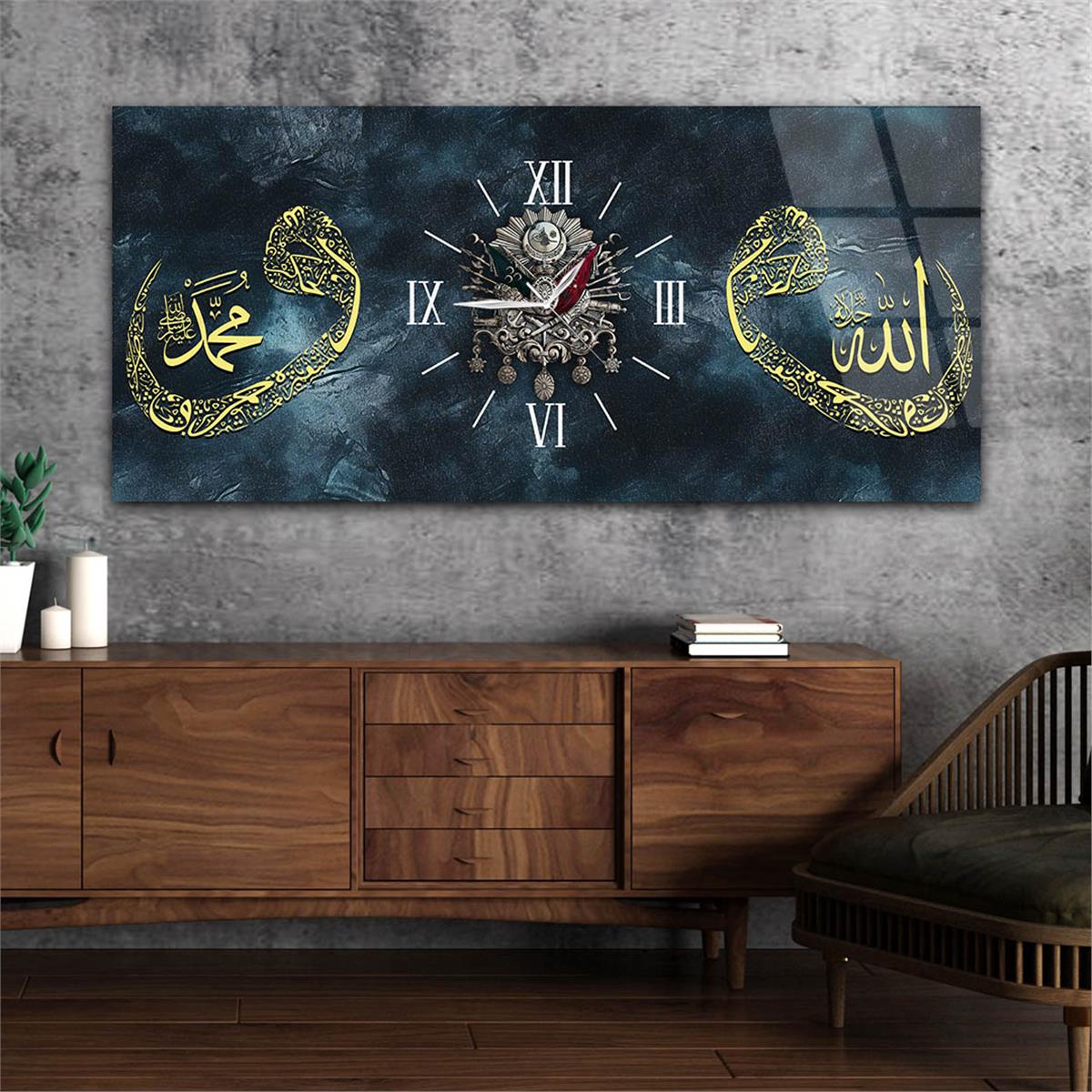 Horizontaal, in Het Midden Voorzien Van Een Klok, Religieus Thema Gehard Glasschilderij 102