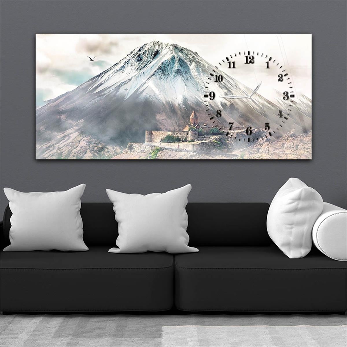 Side-Clock, Art And Nature-Themed Horizontal Glass Wall Painting 006