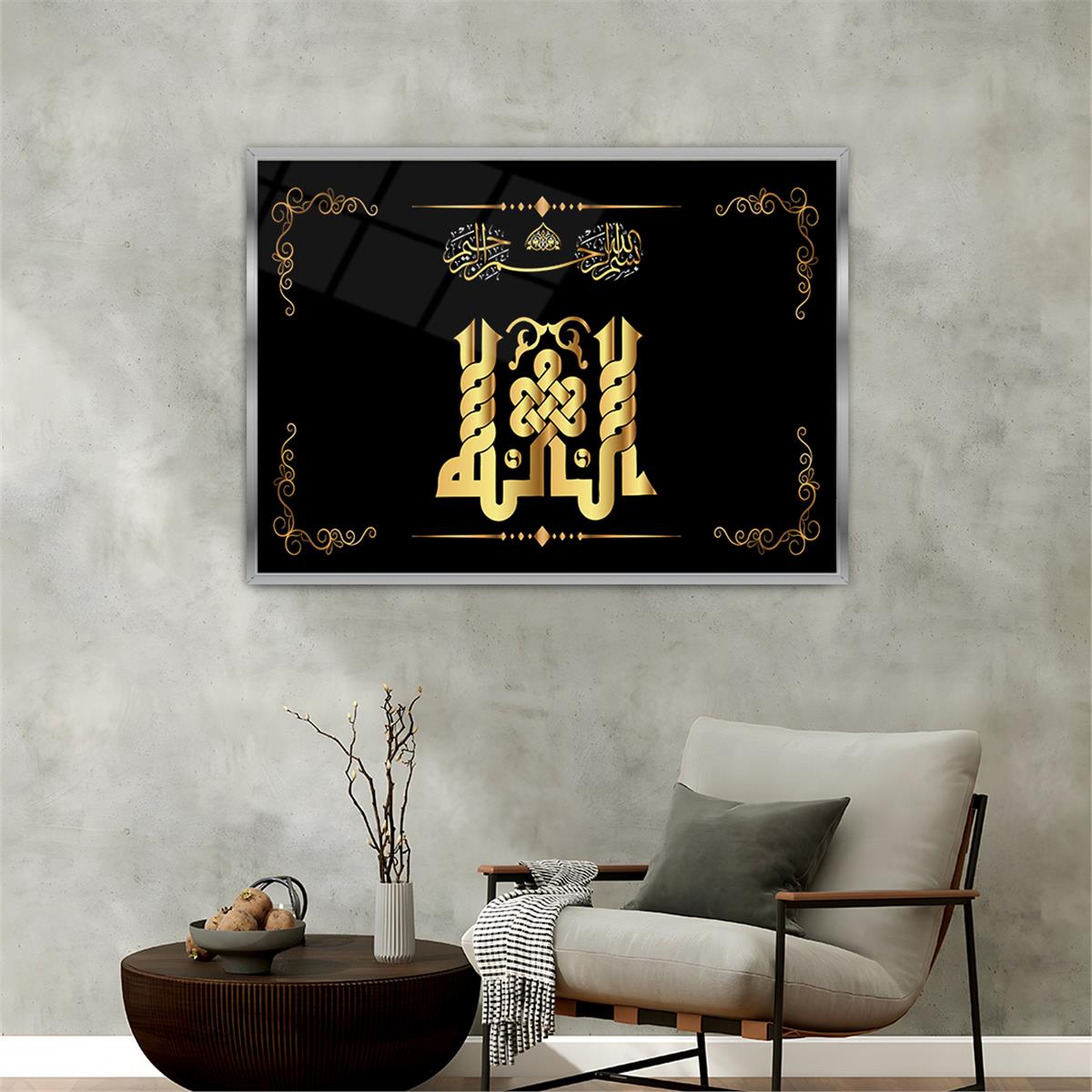 Tableau en verre à thème religieux avec cadre en aluminium  030