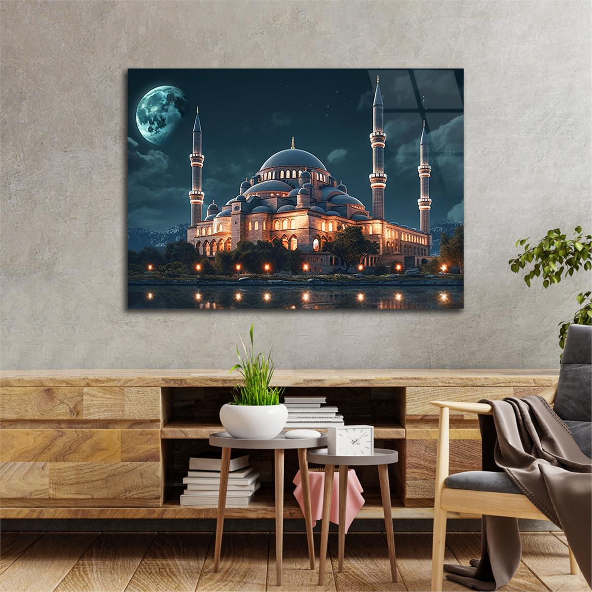 Yatay Dini Temalı Cam Tablo 190