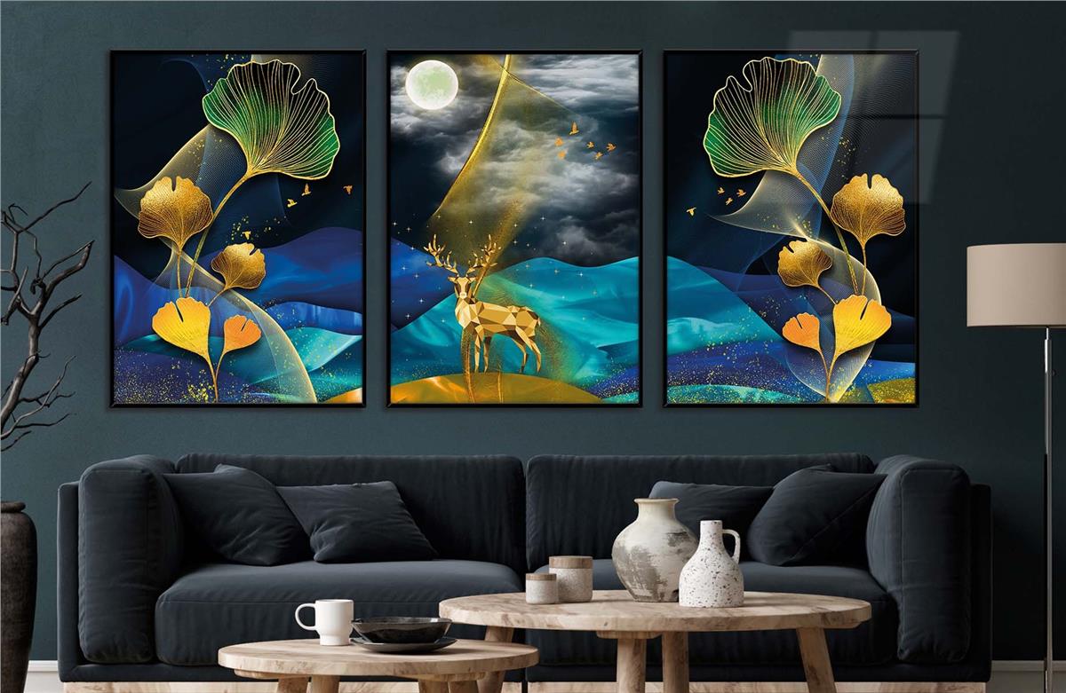 Alüminyum Çerçeveli Sanat Temalı 3lü Set CAM Tablo 0060