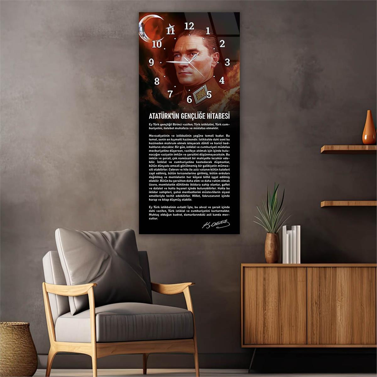 Verticale, Aan De Boven Kant Voorzien Van Een Klok, Nationaal Thema Gehard Glasschilderij 024