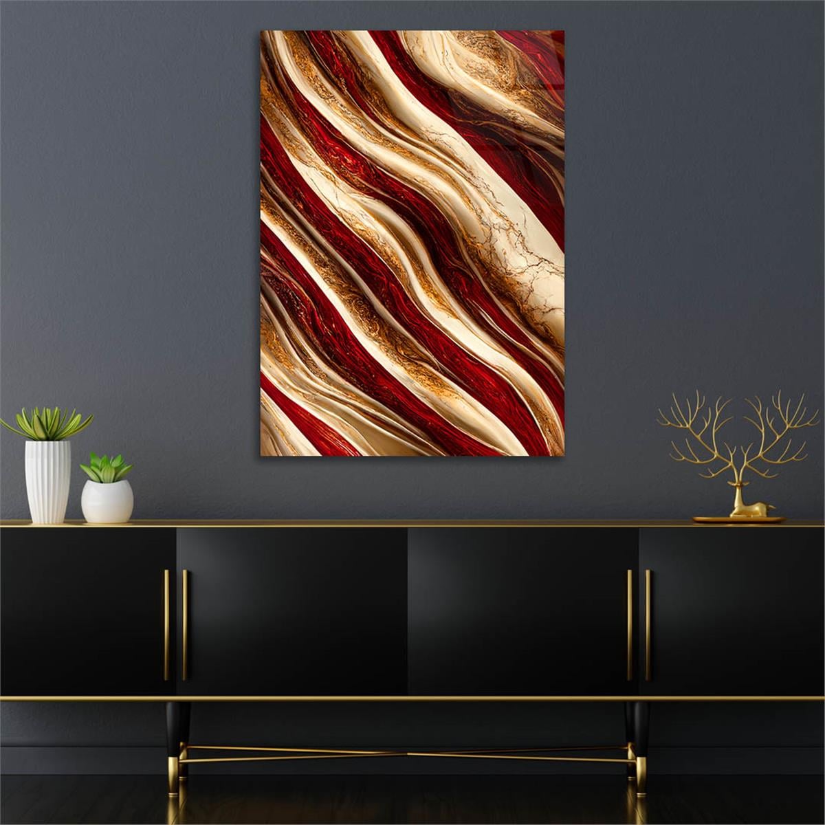 Dikey Sanat Temalı Cam Tablo 346