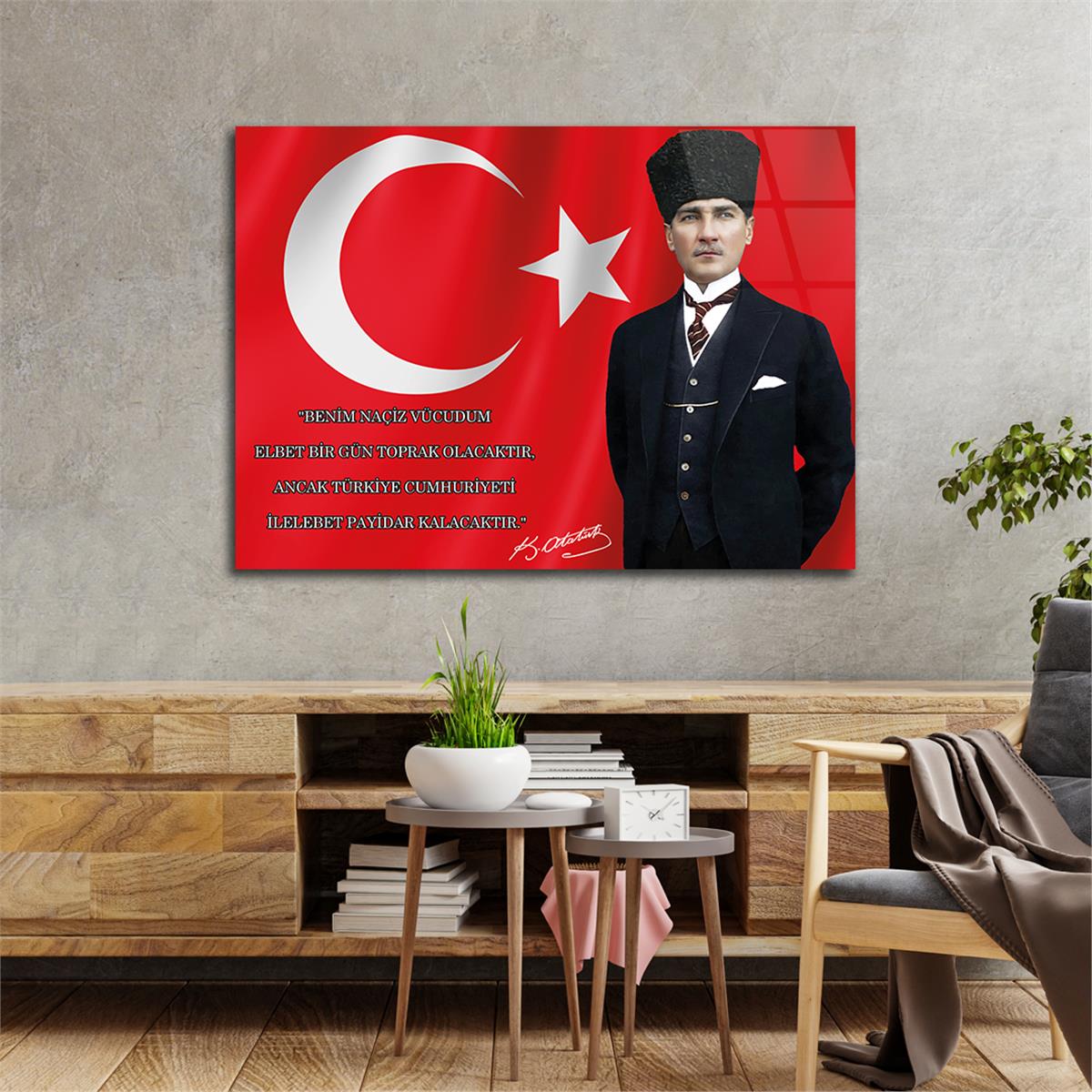 MUSTAFA KEMAL ATATÜRK Tempered Glass Wall Art 