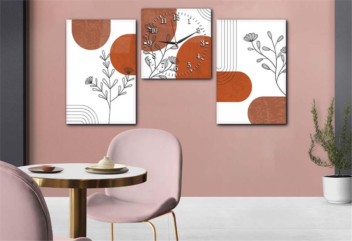 Tempered Glasss Wall Arts Art-Themed Set with Clock