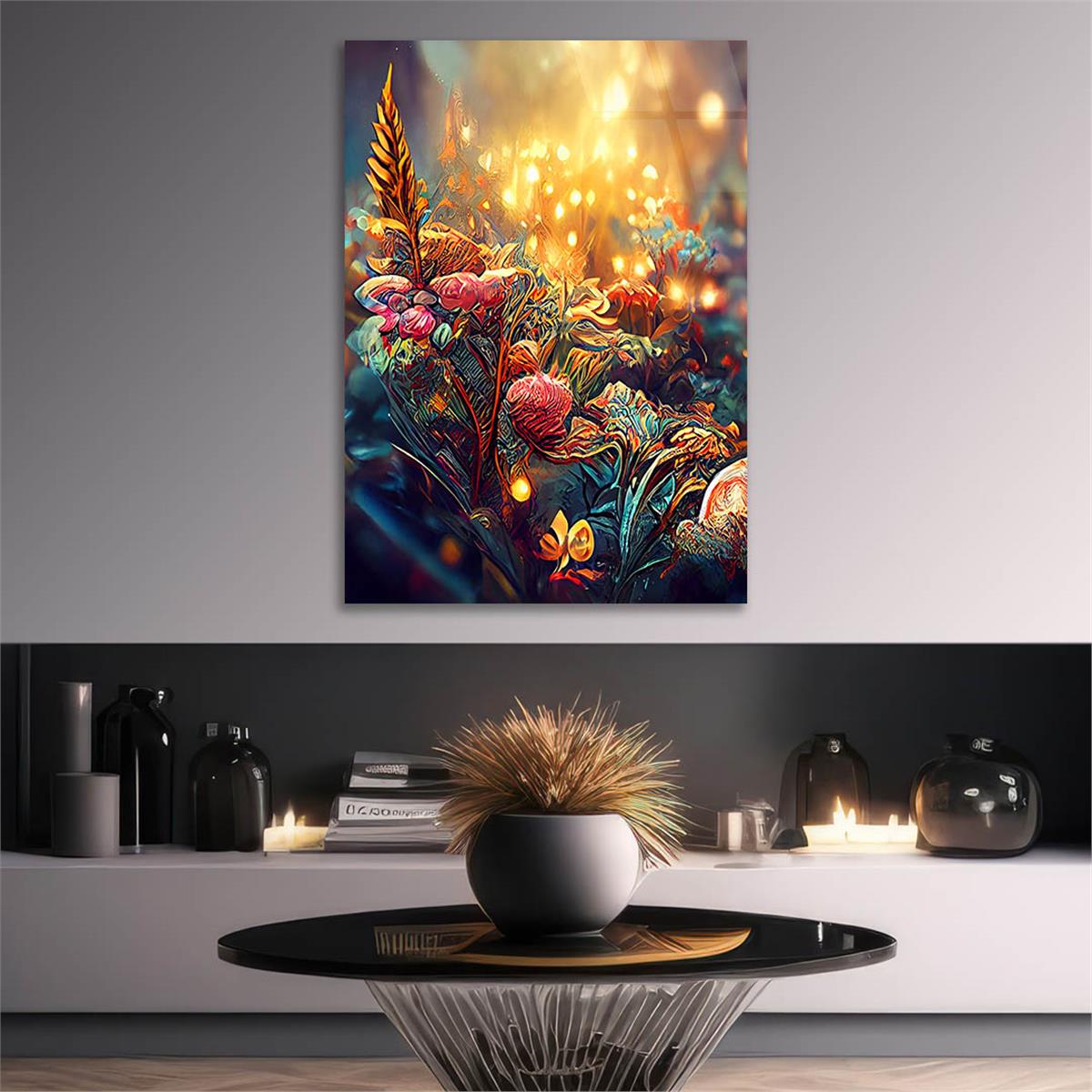 Dikey Sanat Temalı Cam Tablo 484