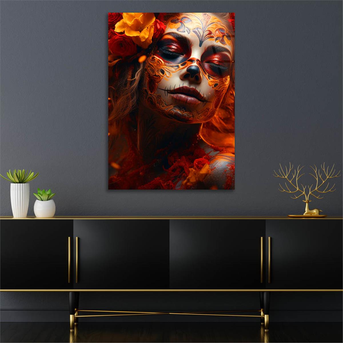 Dikey Sanat Temalı Cam Tablo 442