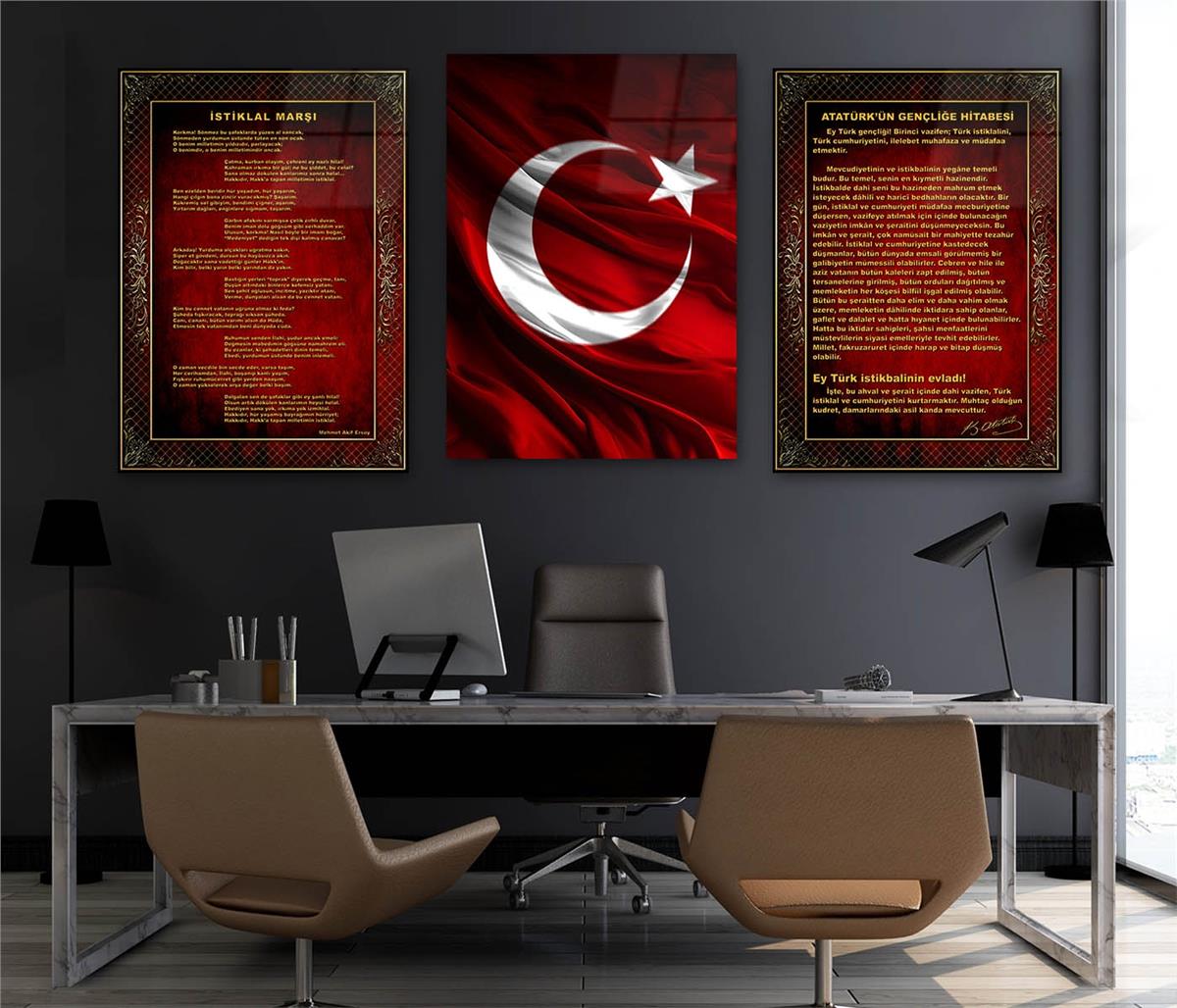  3lü Set VatanTemalı Cam Tablo 15