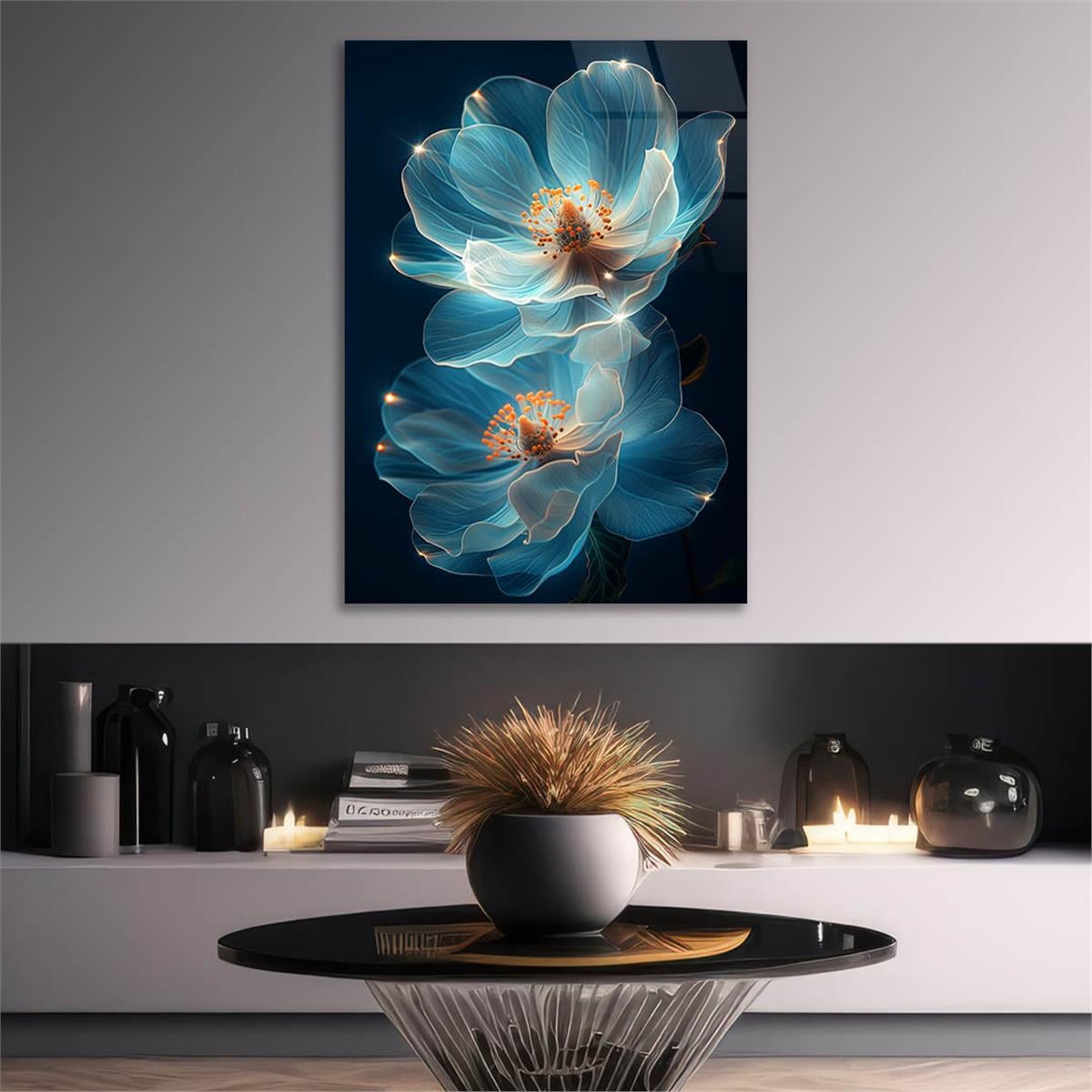 Dikey Sanat Temalı Cam Tablo 456