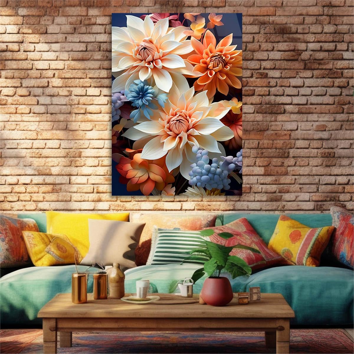 Dikey Sanat Temalı Cam Tablo 574