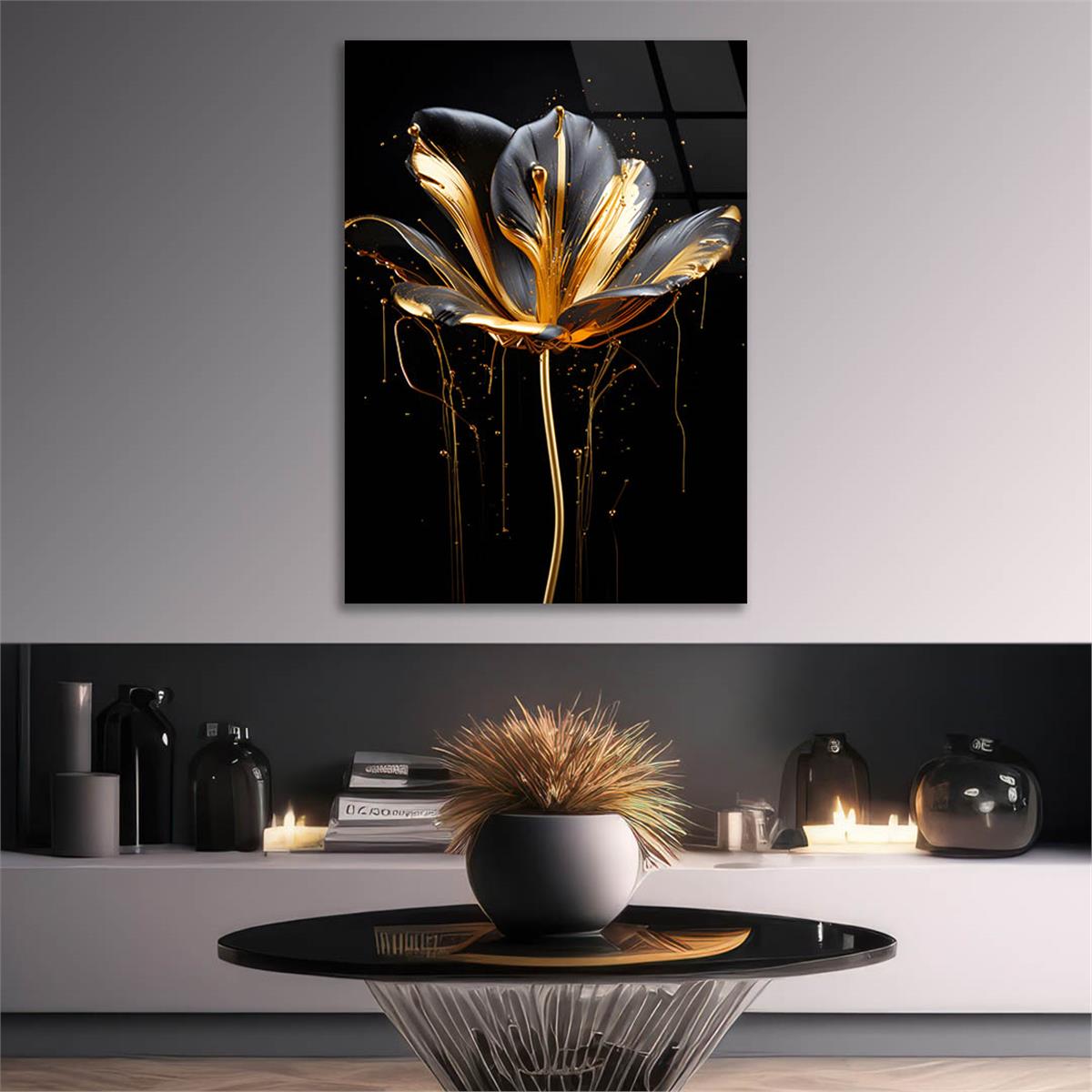 Dikey Sanat Temalı Cam Tablo 592