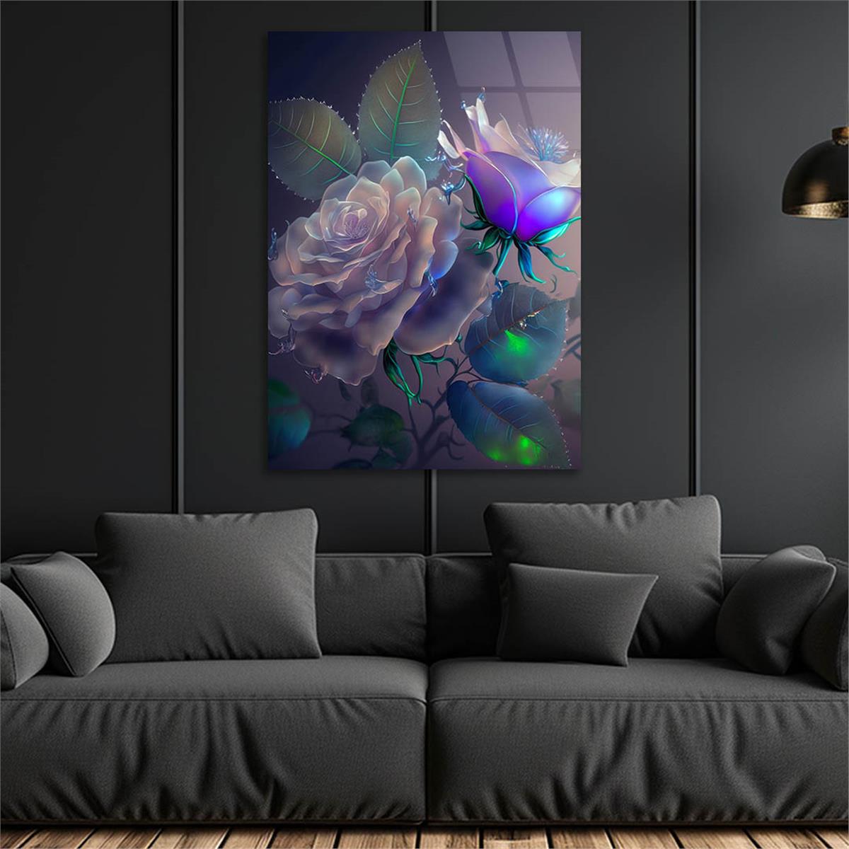 Dikey Sanat Temalı Cam Tablo 435