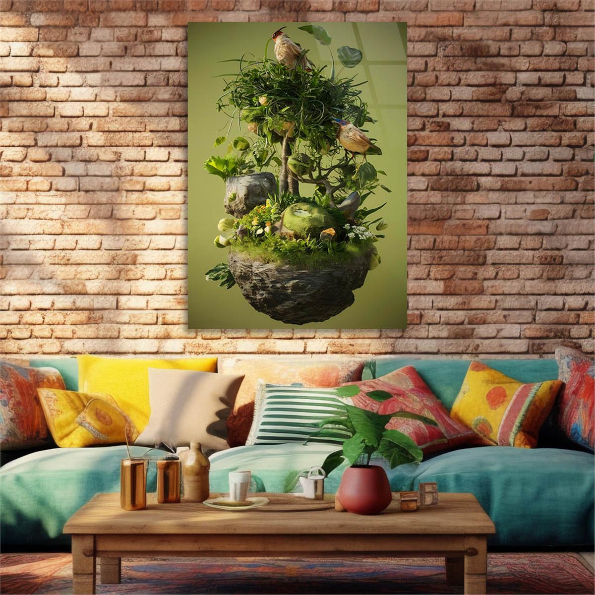 Dikey Doğa Temalı Cam Tablo 395