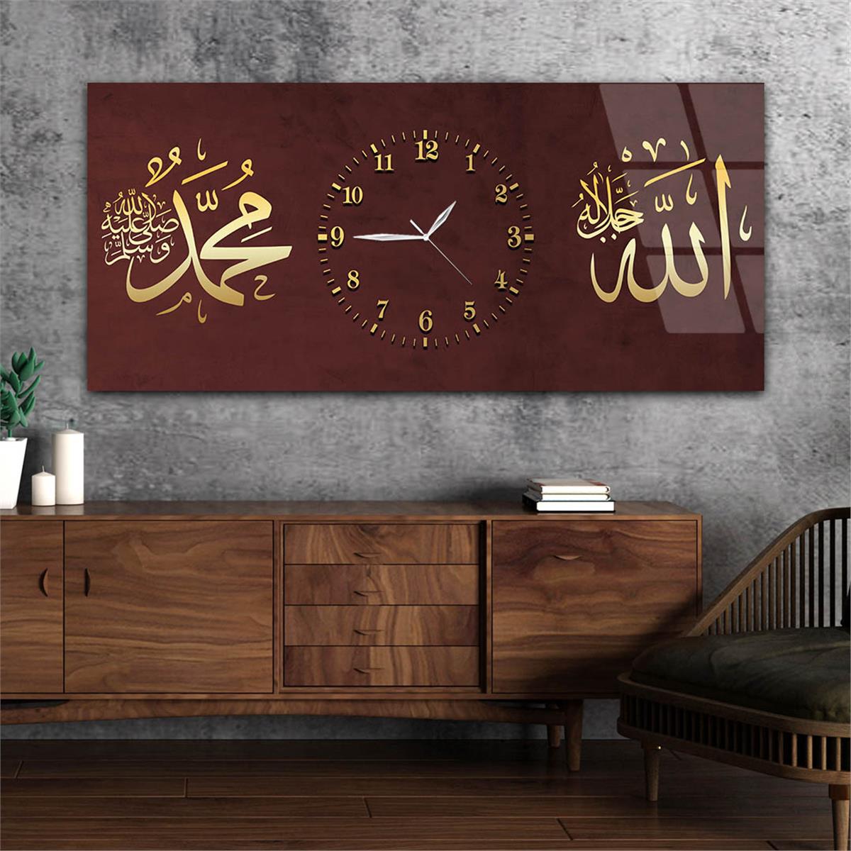 Horizontaal, in Het Midden Voorzien Van Een Klok, Religieus Thema Gehard Glasschilderij 062