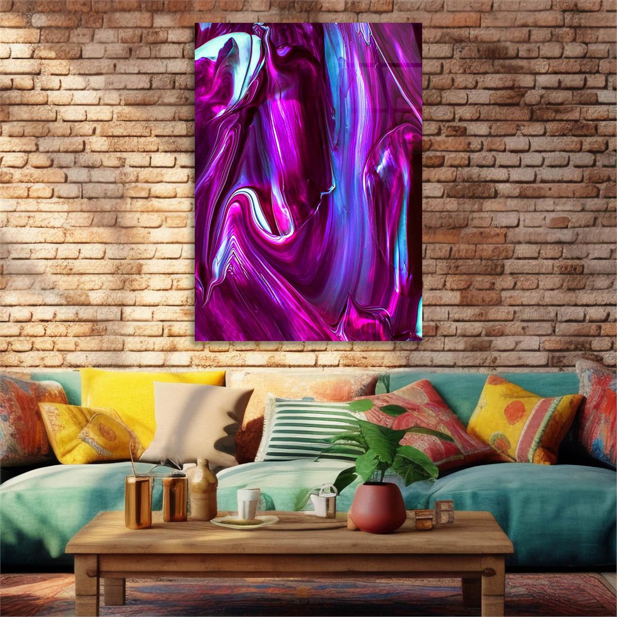 Dikey Sanat Temalı Cam Tablo 509