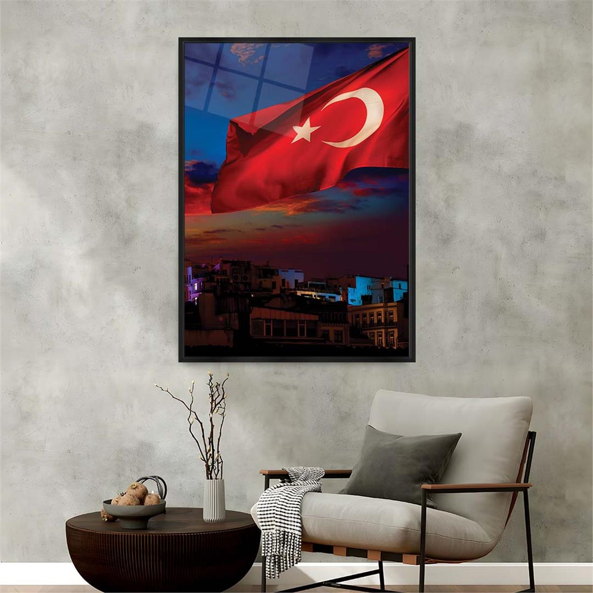 Alüminyum Çerçeveli Vatan Temalı Cam Tablo 024