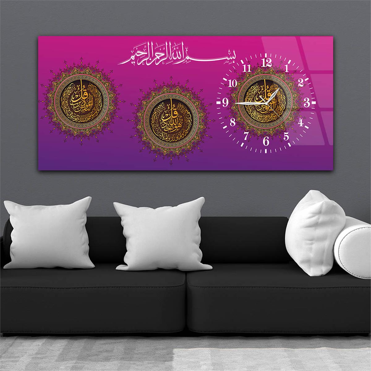 Side-Clock, Religious-Themed Horizontal Glass Wall Painting 057