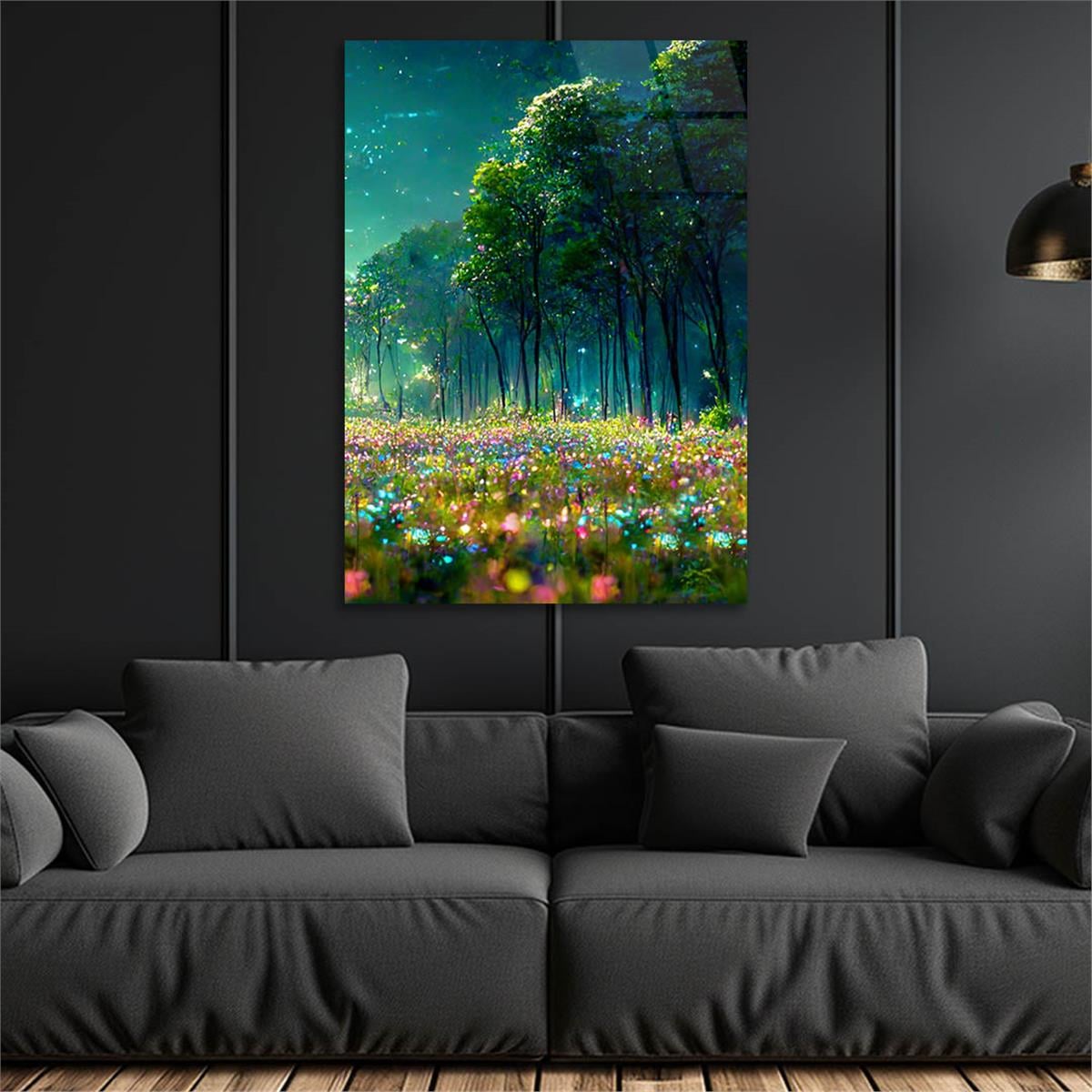 Dikey Doğa Temalı Cam Tablo 247