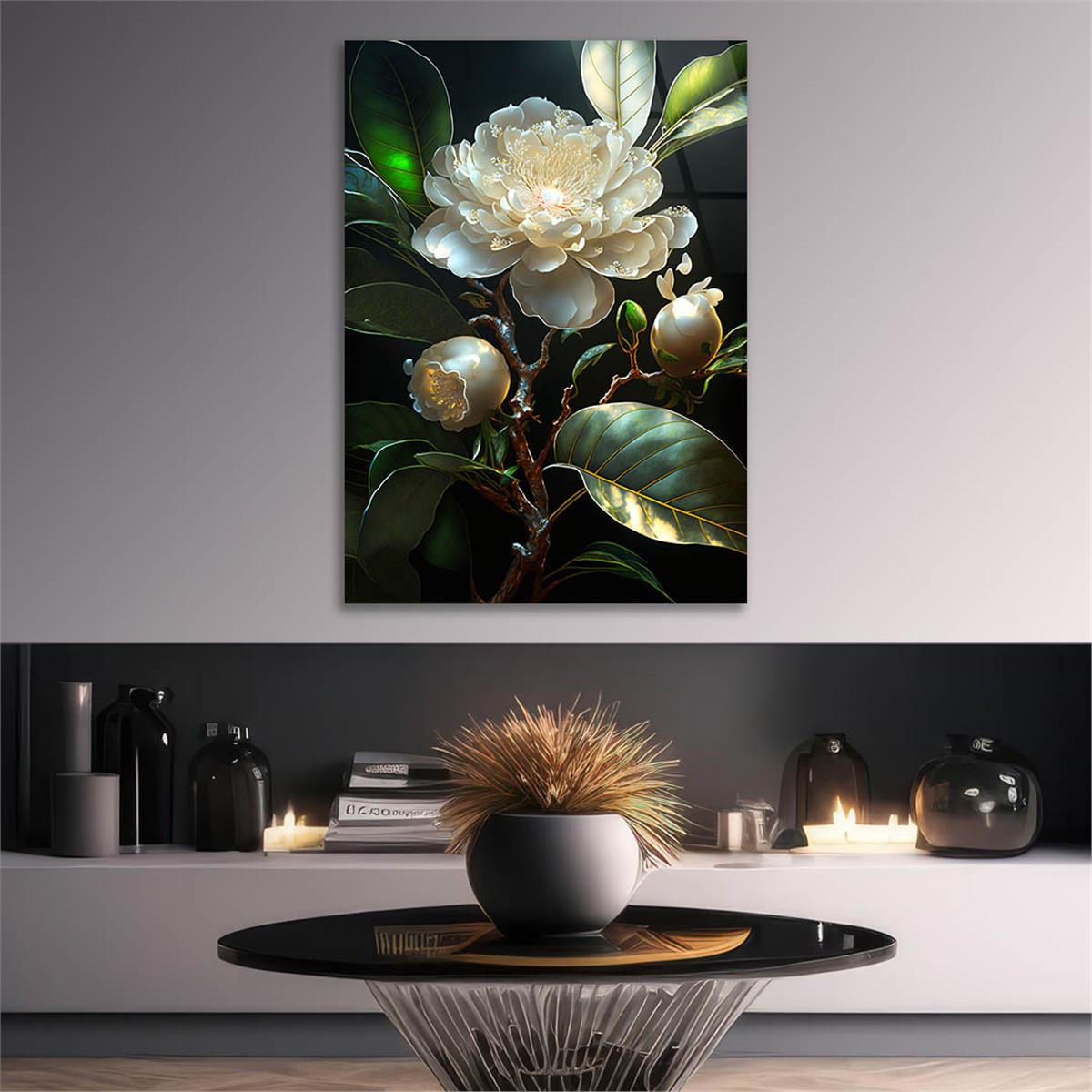 Dikey Sanat Temalı Cam Tablo 581