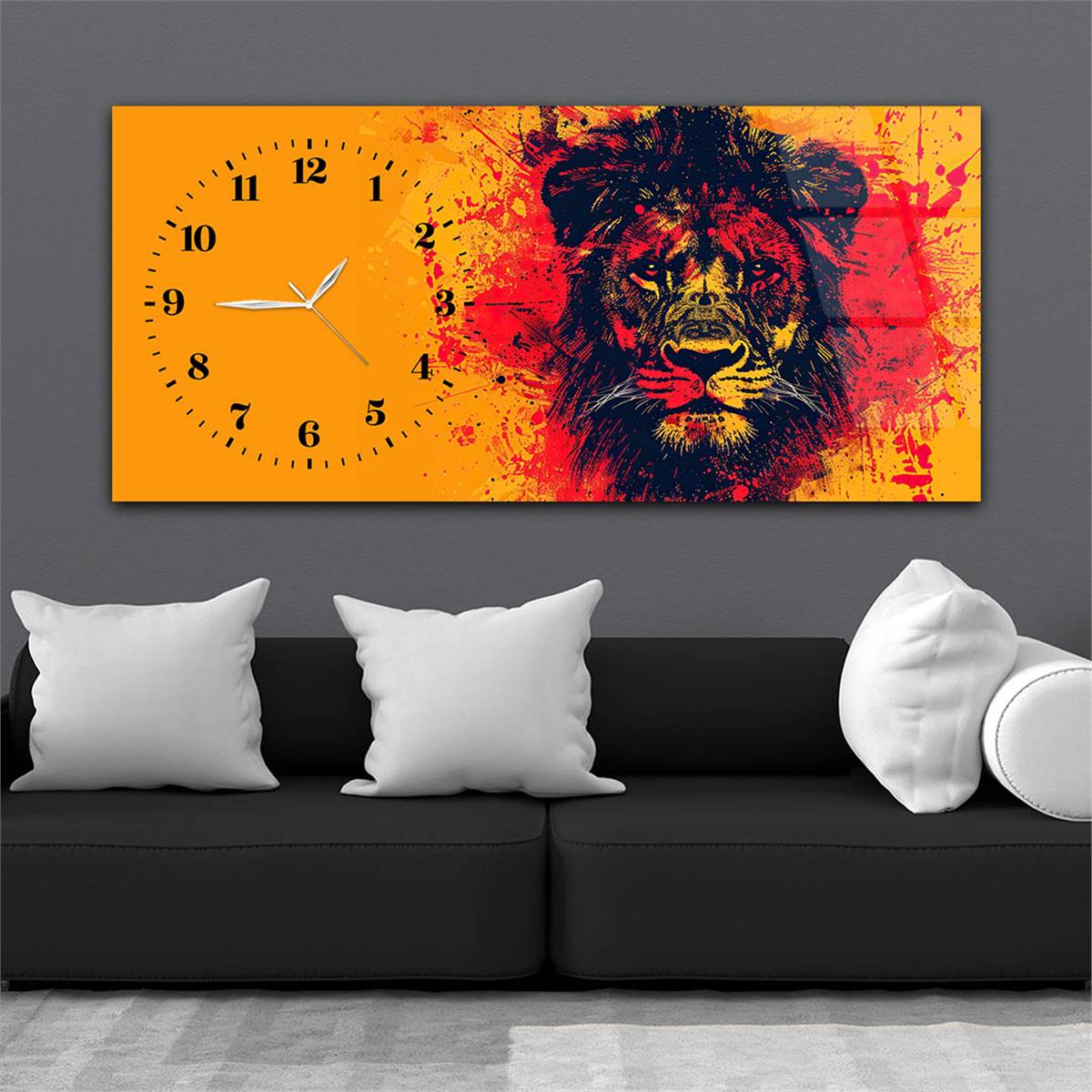 Yatay Saatli Yandan Sanat Temalı Cam Tablo 357