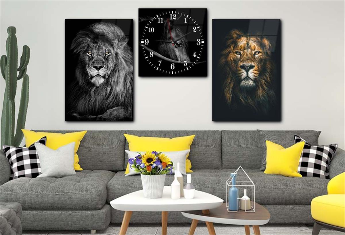 SANAT TEMALI CAM TABLO SAAT SETİ 