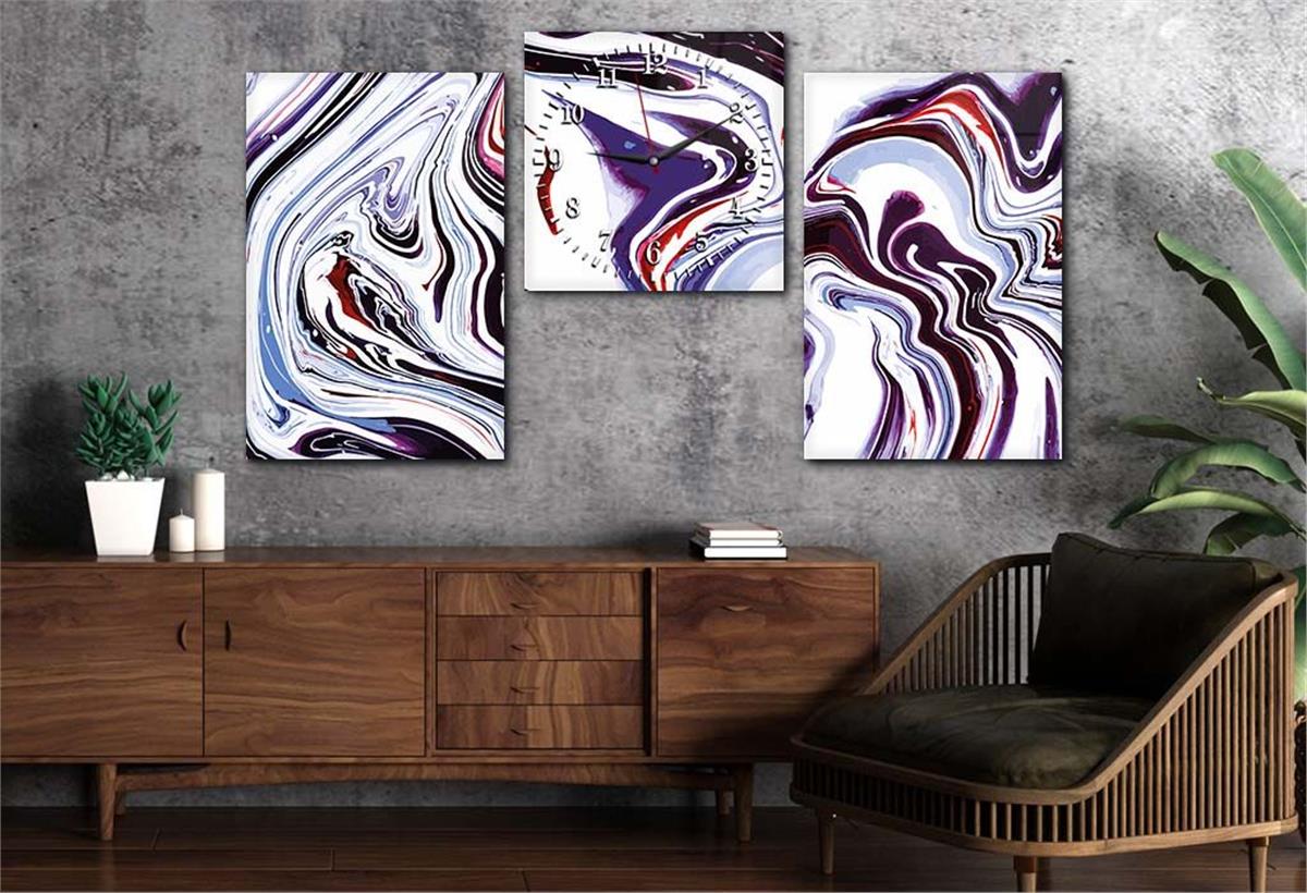 SANAT TEMALI CAM TABLO SAAT SETİ 