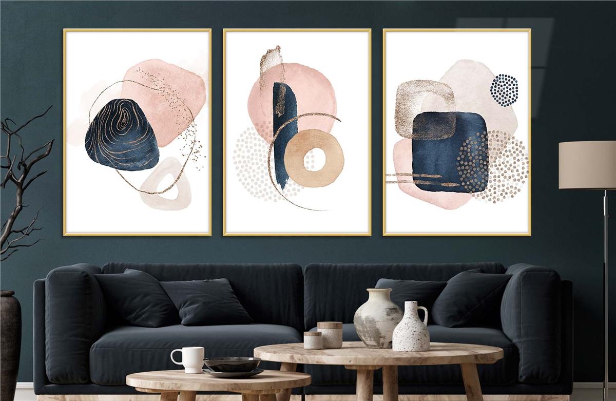 Alüminyum Çerçeveli Sanat Temalı 3lü Set CAM Tablo 0082