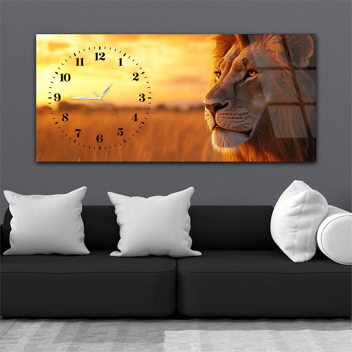 Yatay Saatli Yandan Sanat Temalı Cam Tablo 332