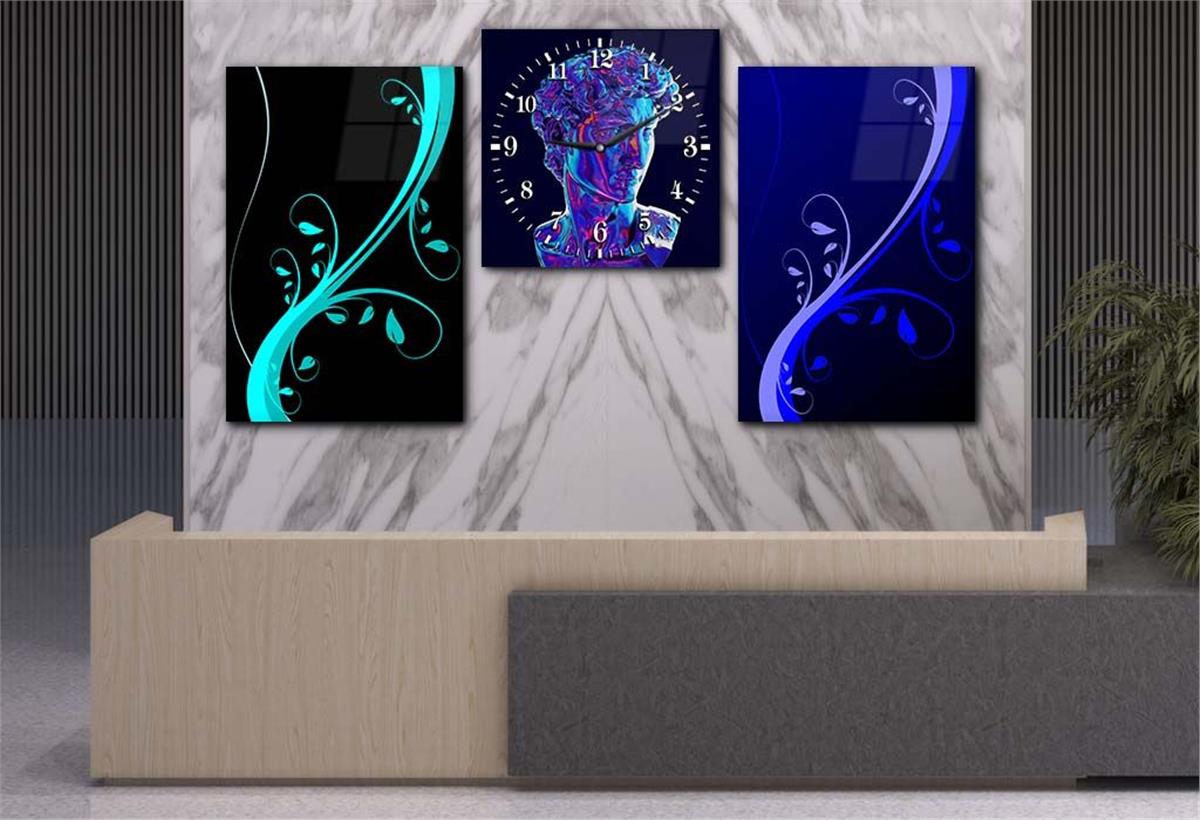 SANAT TEMALI CAM TABLO SAAT SETİ 