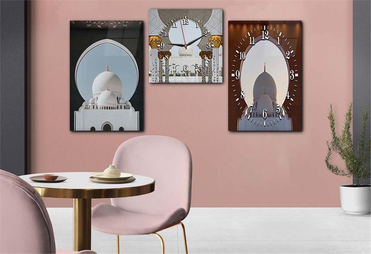 Tempered Glasss Wall Arts Religious-Themed Set with Clock