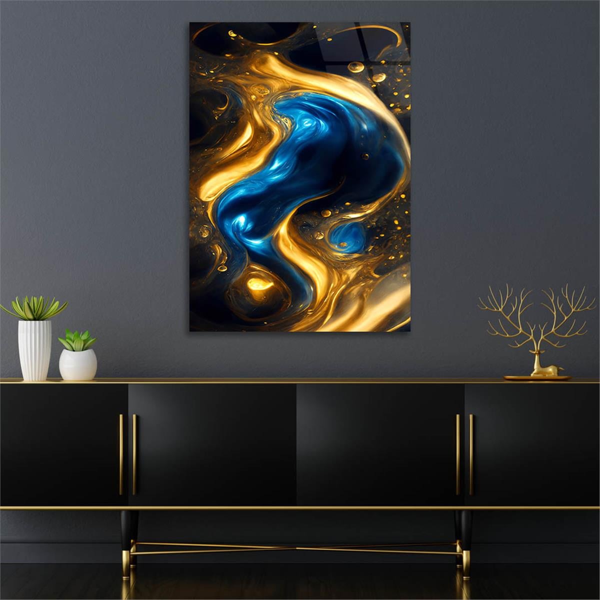 Dikey Sanat Temalı Cam Tablo 564