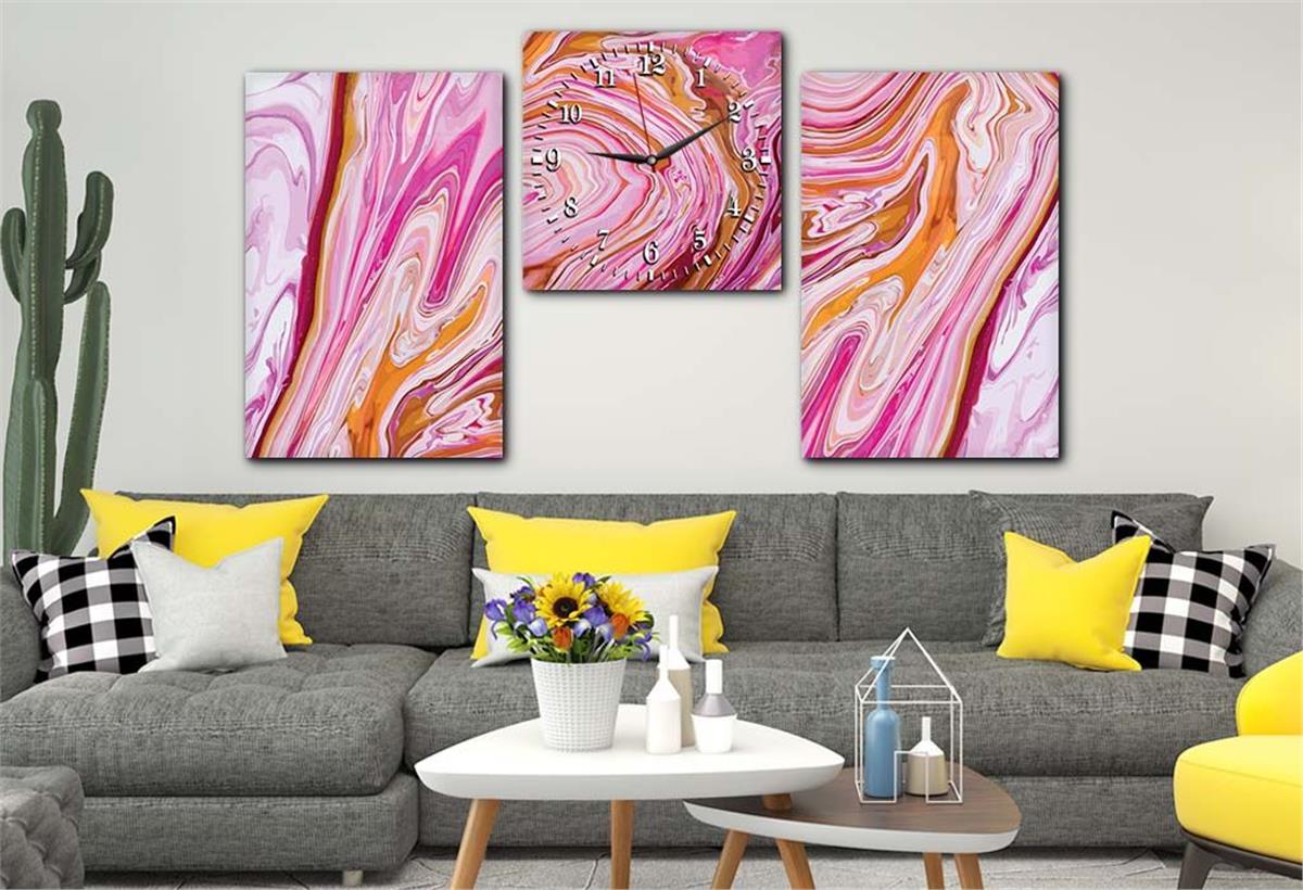 Gehard Glasschilderij Set aan de Kunst Thema Met Klok