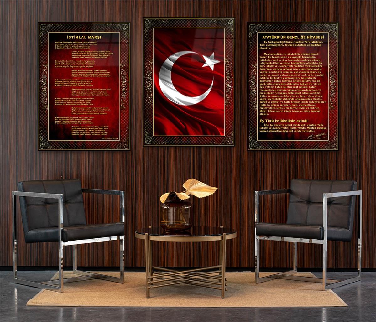  3lü Set VatanTemalı Cam Tablo 16