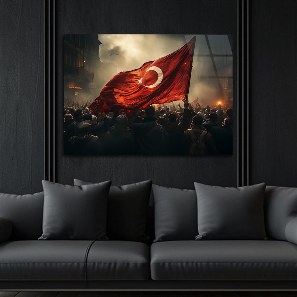 Yatay VatanTemalı Cam Tablo 111