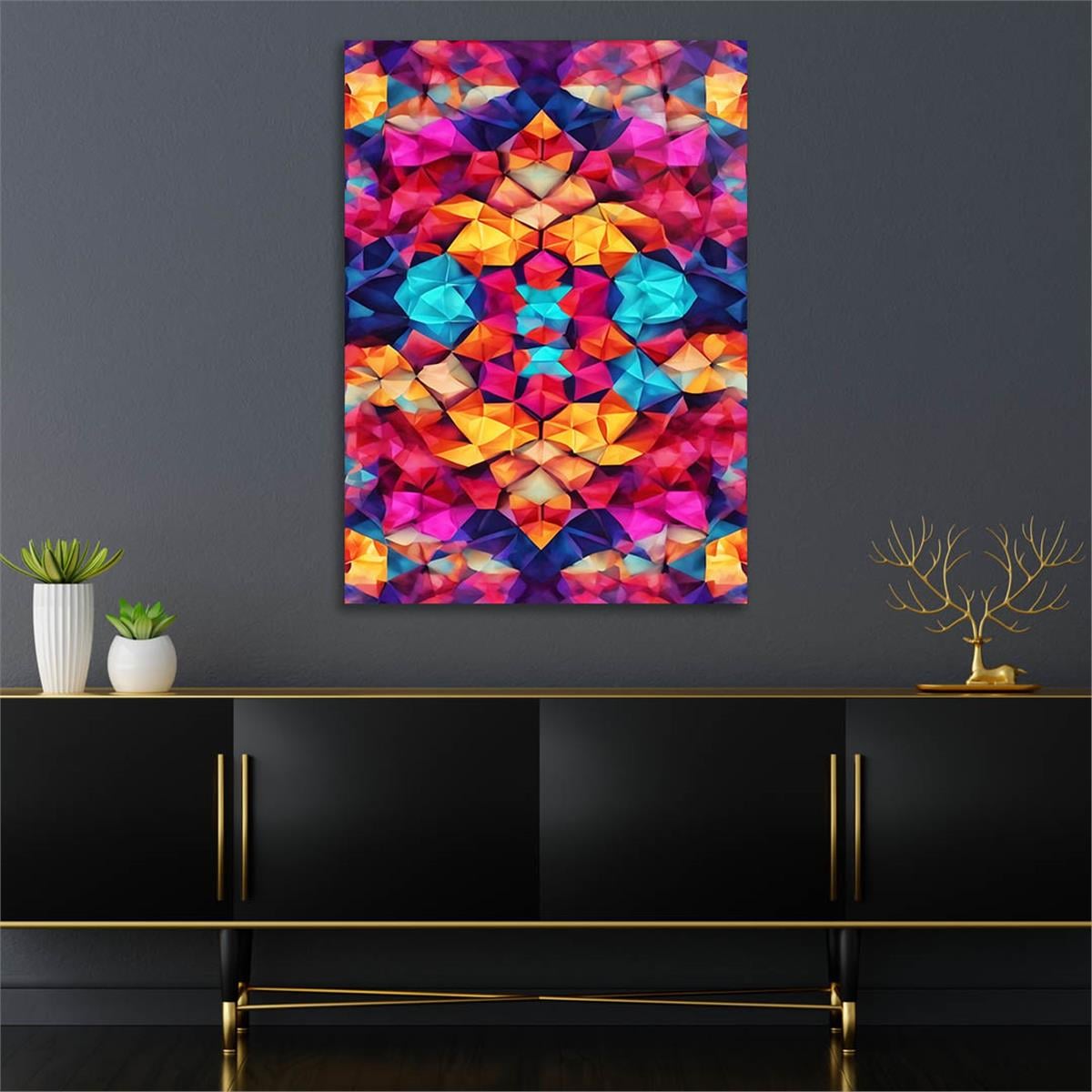 Dikey Sanat Temalı Cam Tablo 515