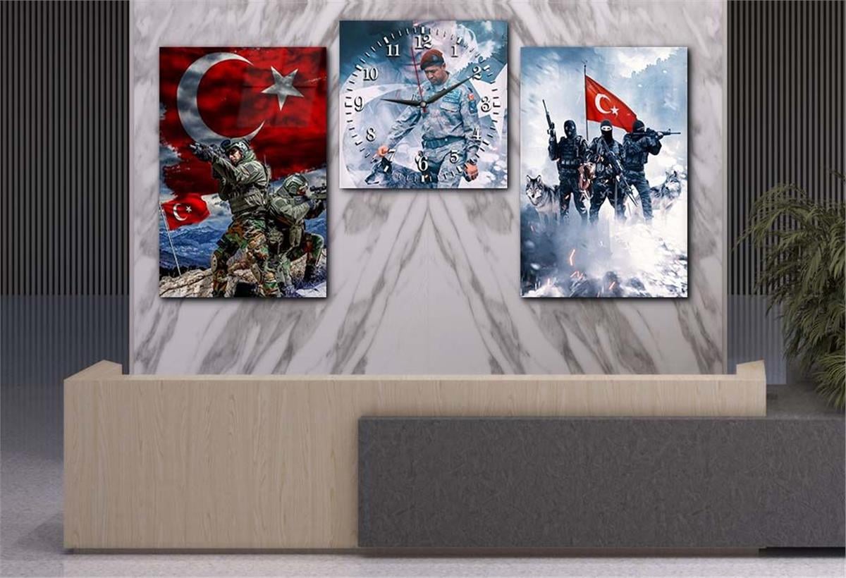 Martyr ÖMER HALIS DEMİR Tempered Glass Wall Art Set with Clock 