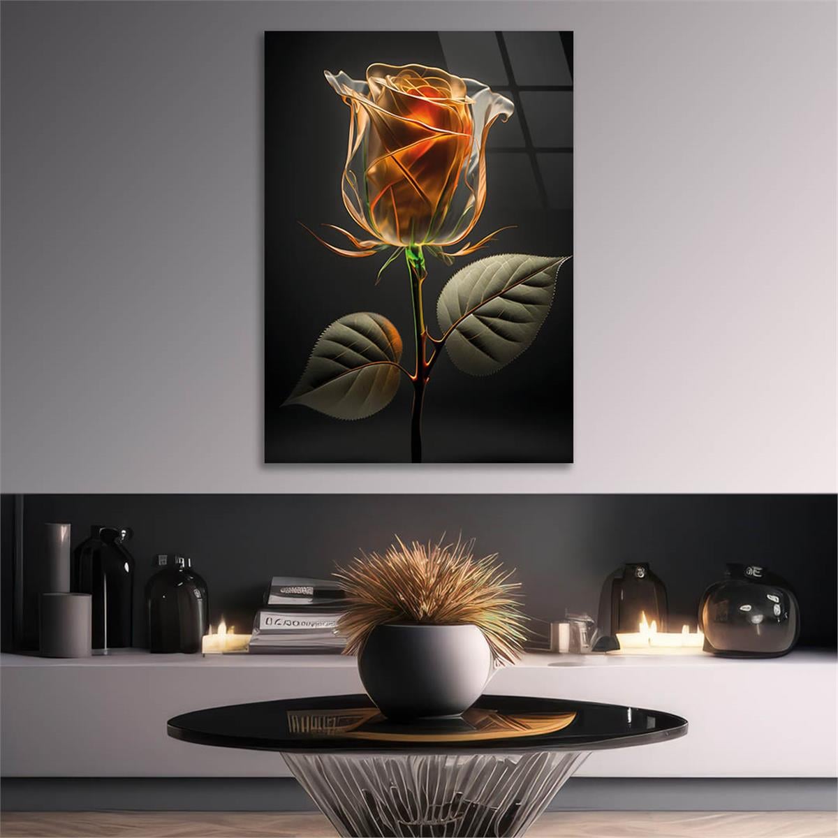 Vertical Tempered Glasss Wall Arts Natured-Themed125