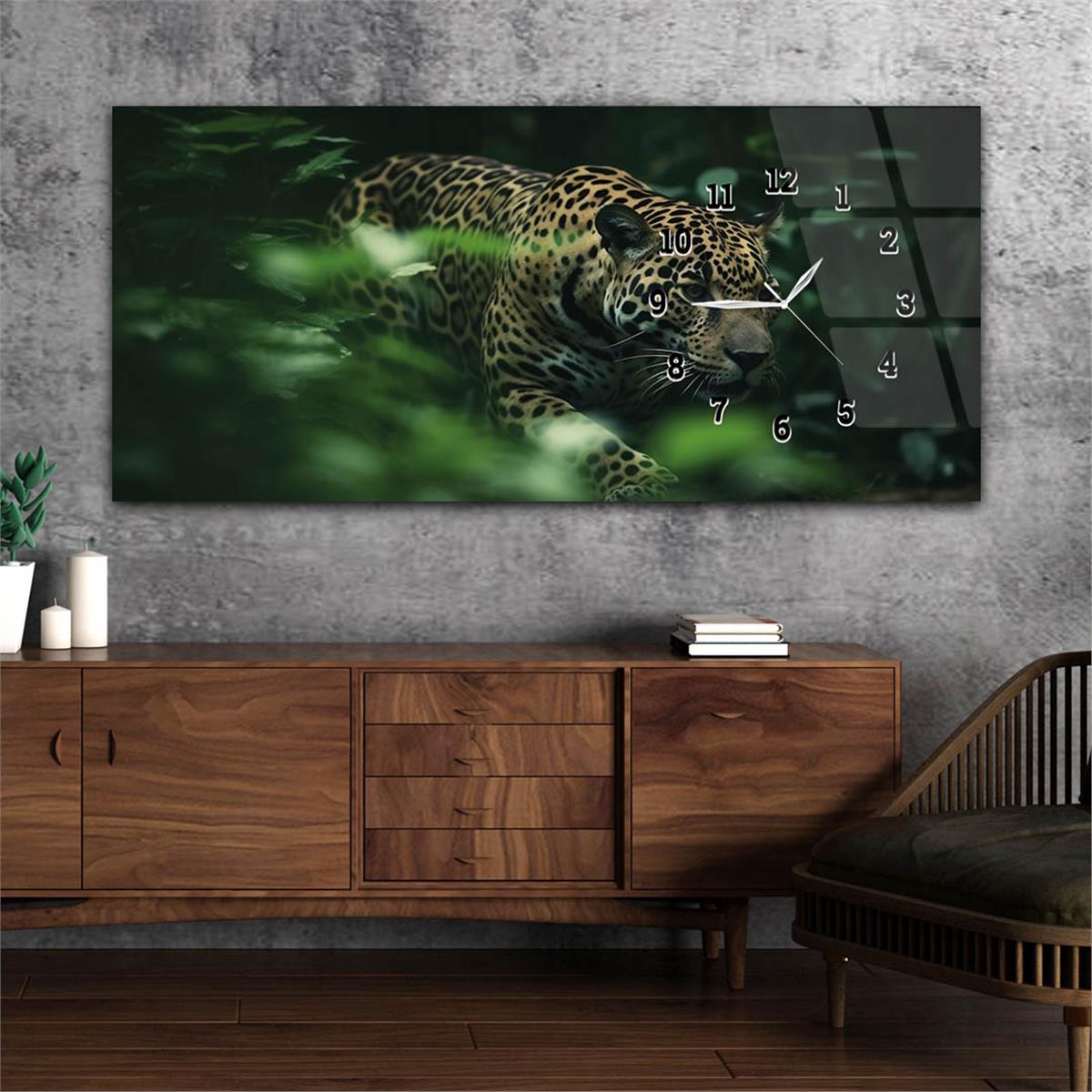 Horizontaal, Aan De Zijkant Voorzien Van Een Klok, Kunst en Natuur Thema Gehard Glasschilderij 133