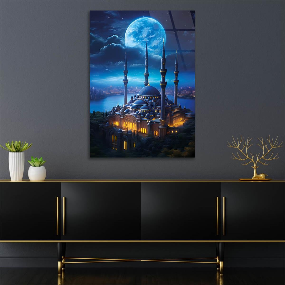 Dikey Dini Temalı Cam Tablo 243