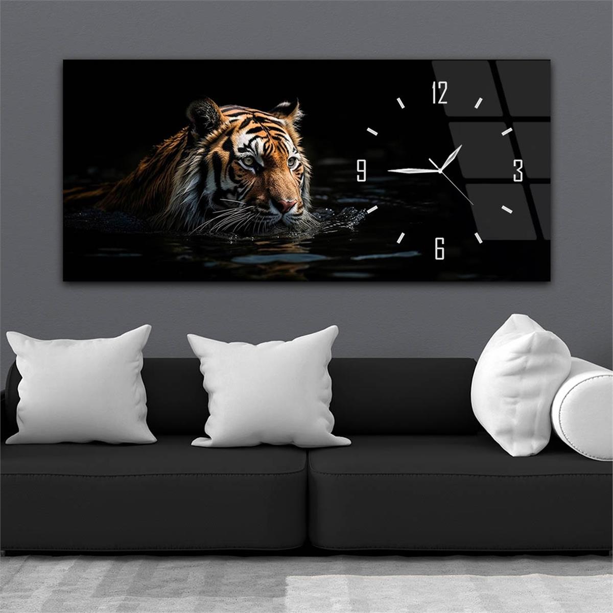 Yatay Saatli Yandan Sanat Temalı Cam Tablo 277