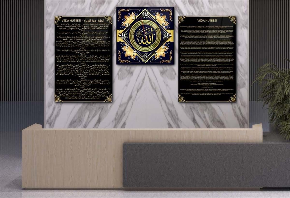 Farewell Sermon Tempered Glass Wall Art Set with Clock 