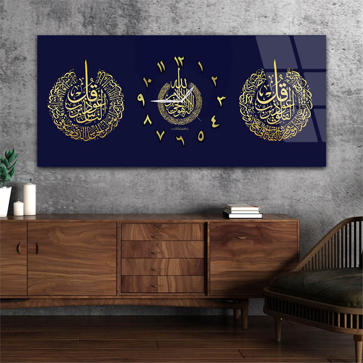 Horizontaal, in Het Midden Voorzien Van Een Klok, Religieus Thema Gehard Glasschilderij 105