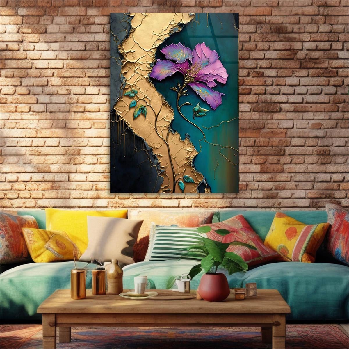 Vertical Tempered Glasss Wall Arts Art-Themed 319