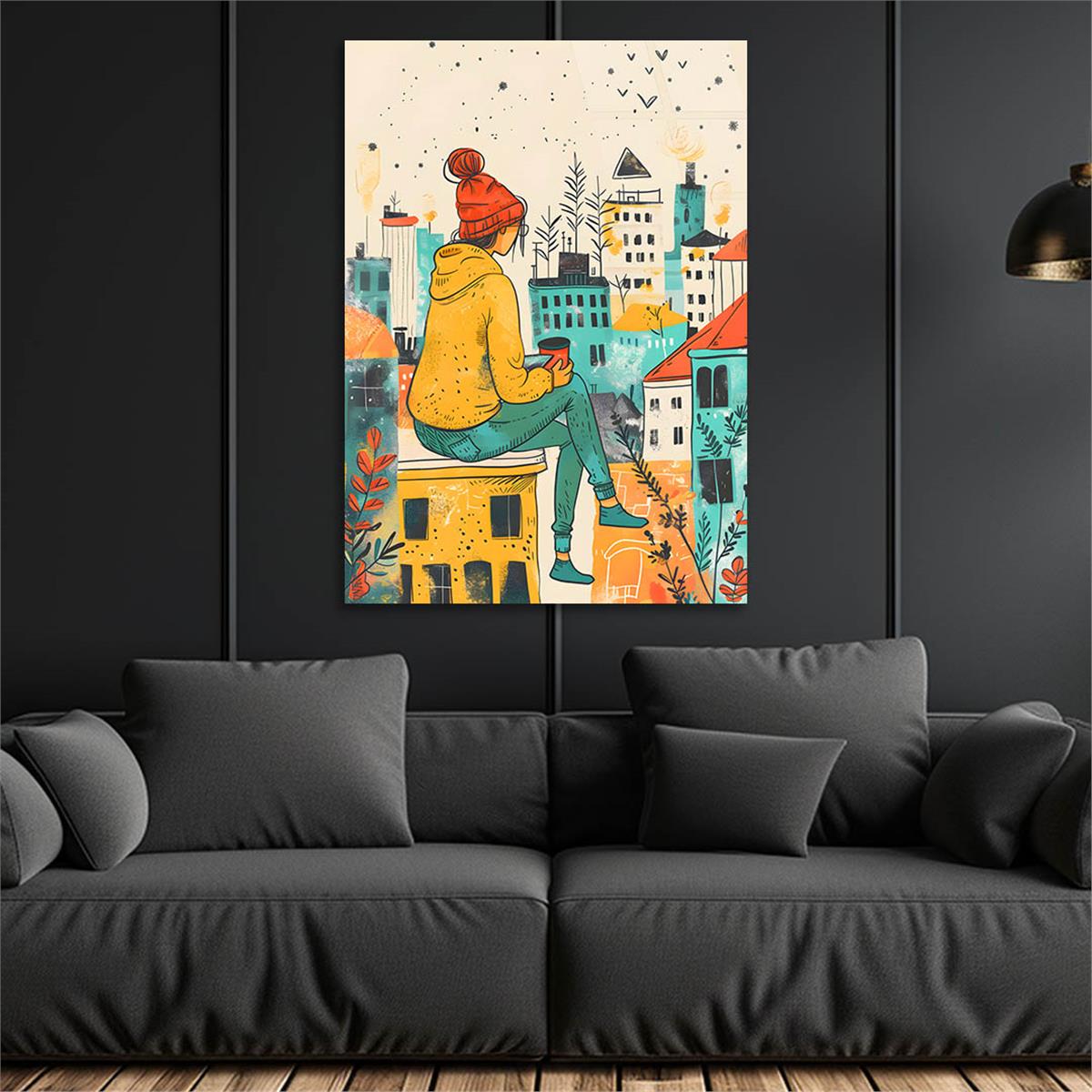 Dikey Sanat Temalı Cam Tablo 359