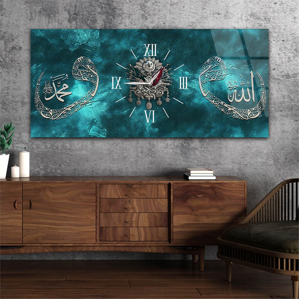 Horizontaal, in Het Midden Voorzien Van Een Klok, Religieus Thema Gehard Glasschilderij 103