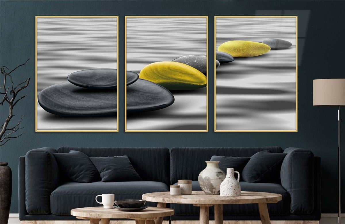 Alüminyum Çerçeveli Sanat Temalı 3lü Set CAM Tablo 0064